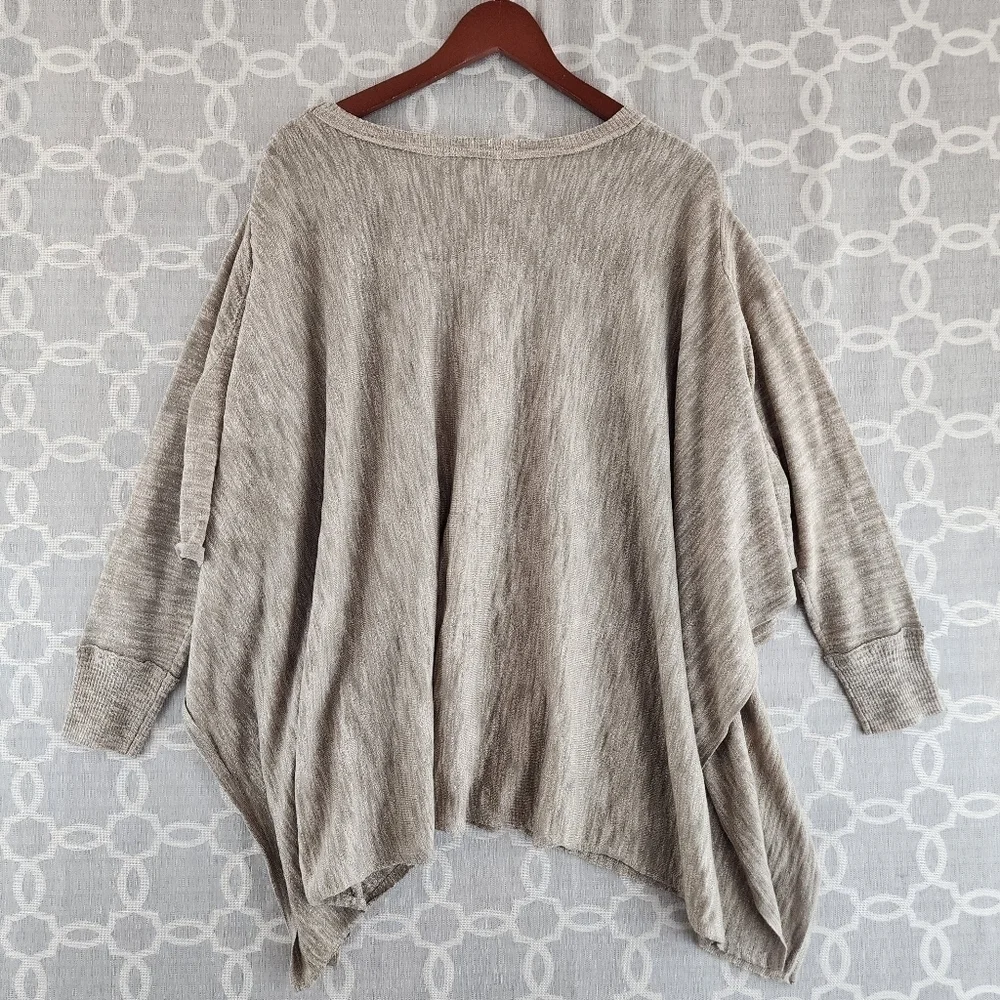 Knox Rose Crew Neck Brown Poncho Sweater Women's S/M